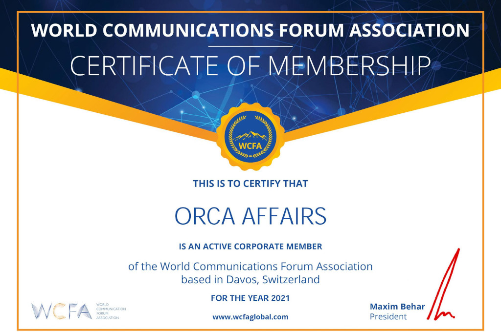 ORCA Affairs ist jüngstes Mitglied in der WCFA/Davos